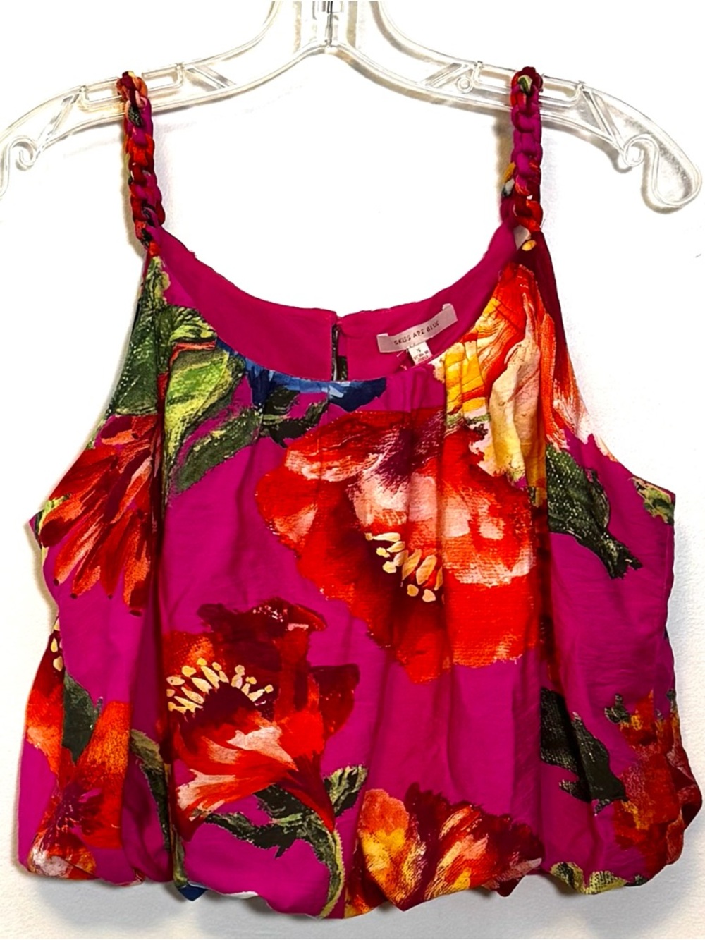 Floral Print Braided Strap Tank Top